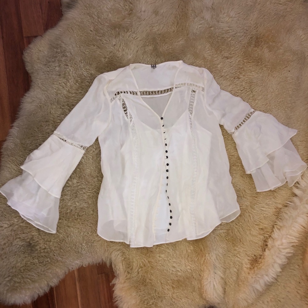 Haute hippie white blouse with bell sleeves BLACK FRIDAY SALE